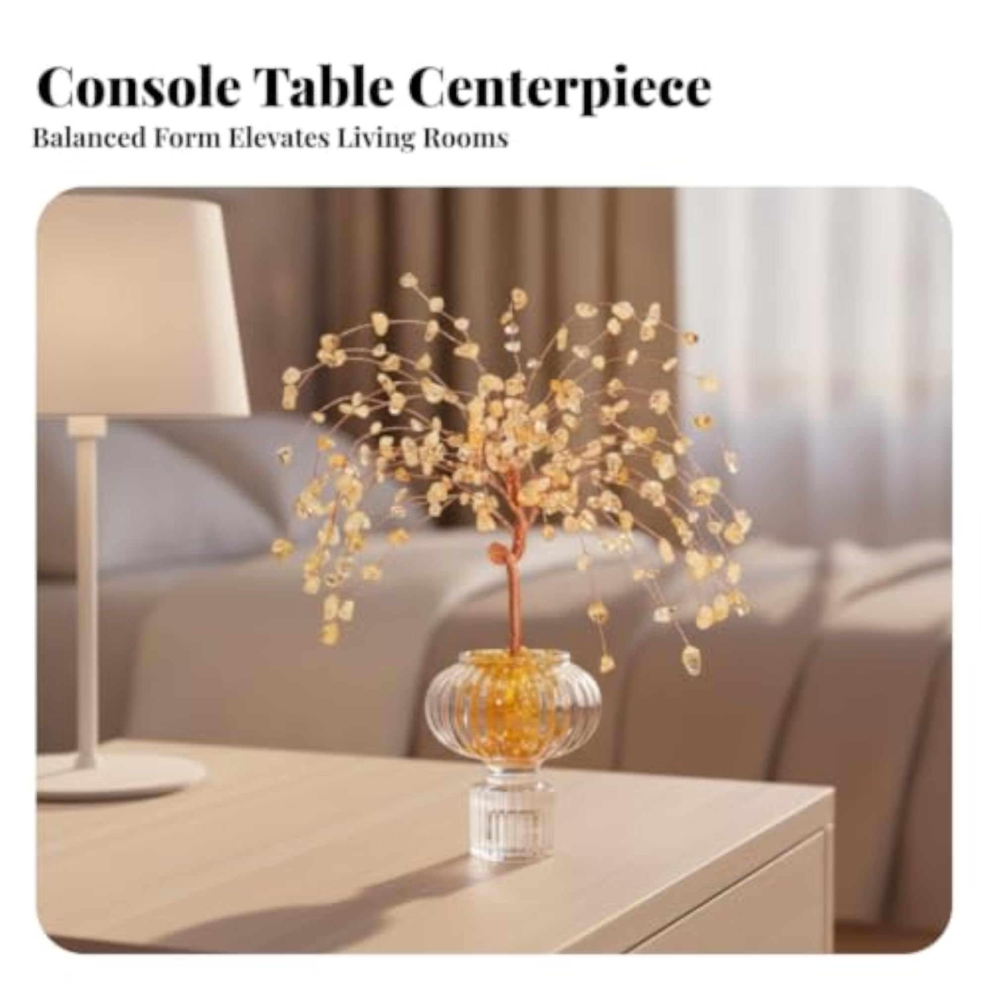 Decorative Handmade Crystal Tree Ornament with Pedestal Base